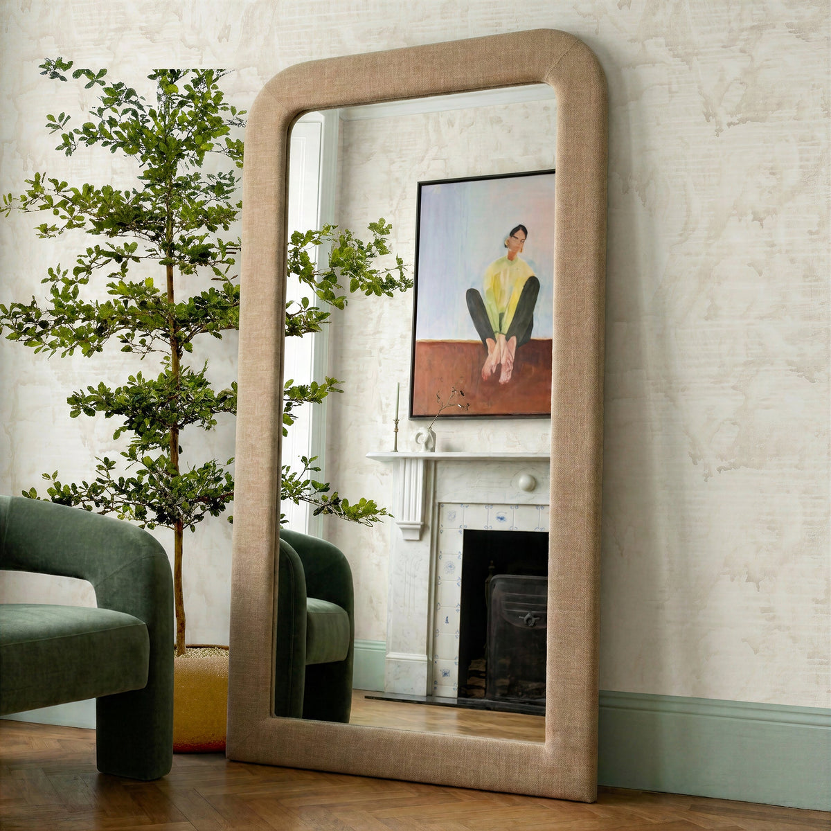 Heidi 43"X78" Upholstered Oversized Floor Mirror - TOV-C69400