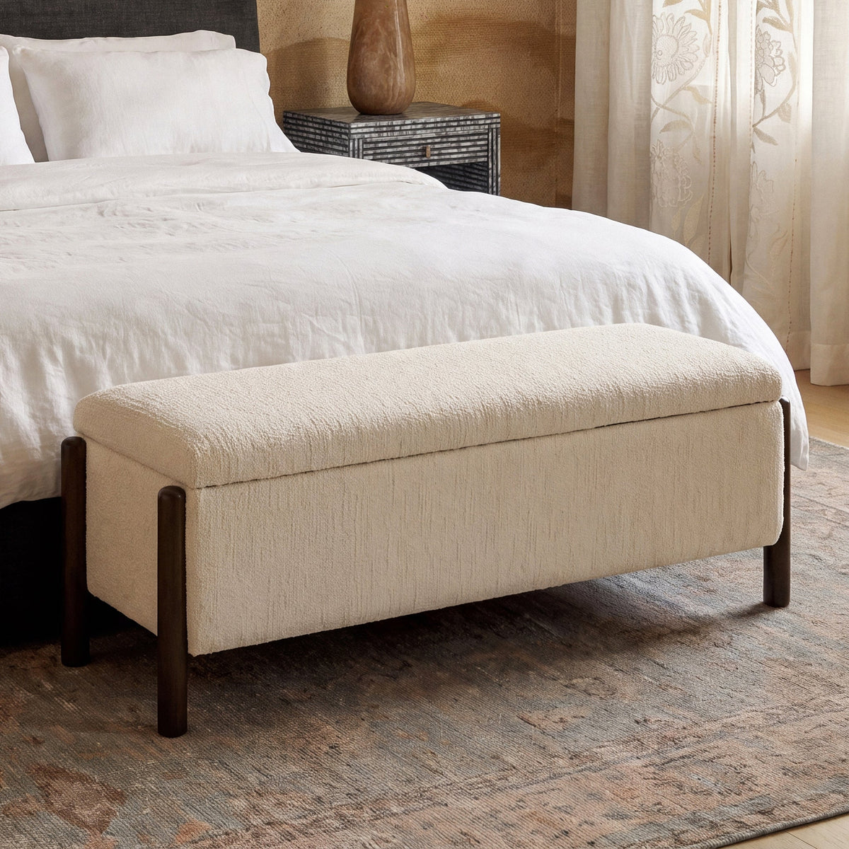 Abby Nubby Fabric Storage Bench - TOV-OC55020