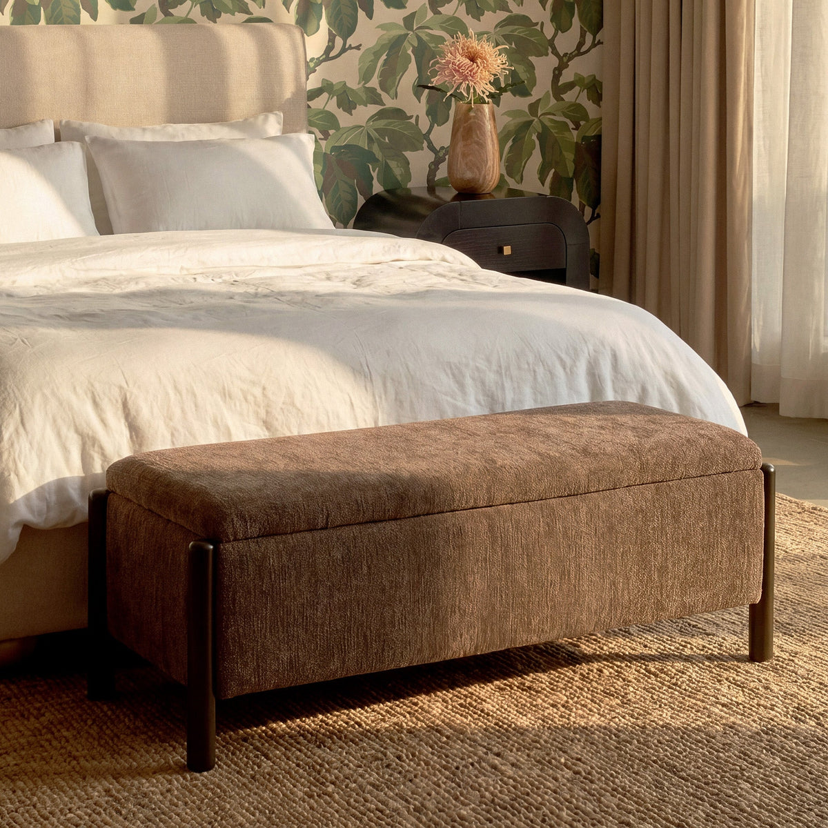 Abby Nubby Fabric Storage Bench - TOV-OC55028