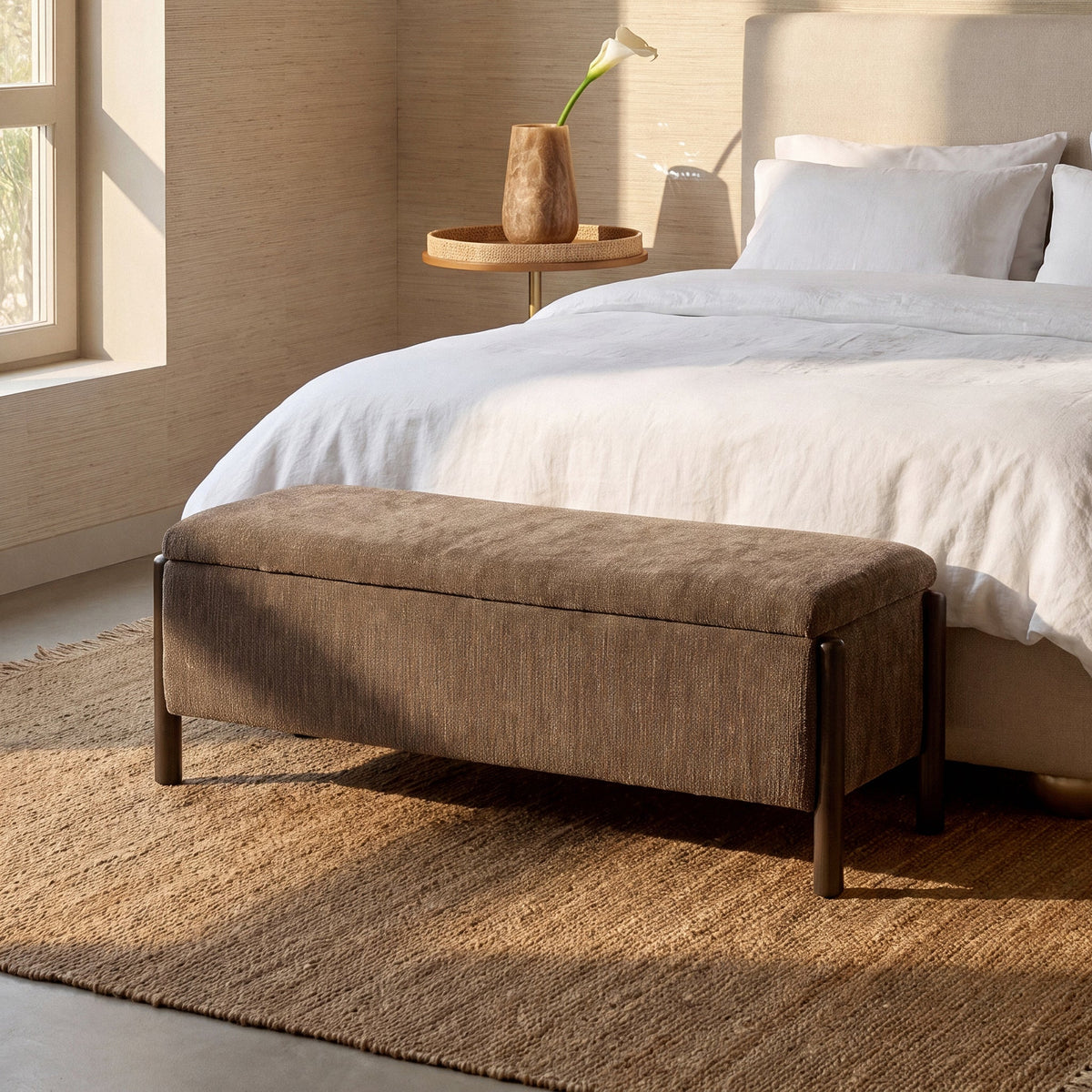 Abby Nubby Fabric Storage Bench - TOV-OC55028