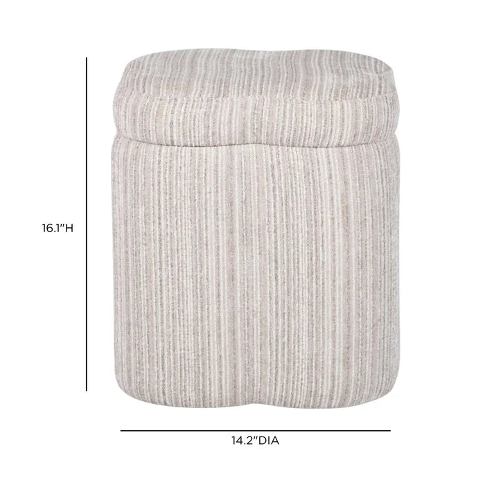 Lilou Cream Striped Jacquard Storage Accent Stool - TOV-OC69432