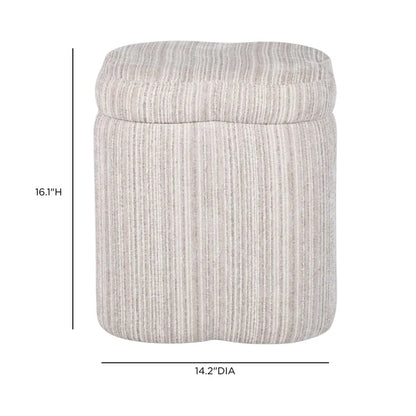 Lilou Cream Striped Jacquard Storage Accent Stool - TOV-OC69432