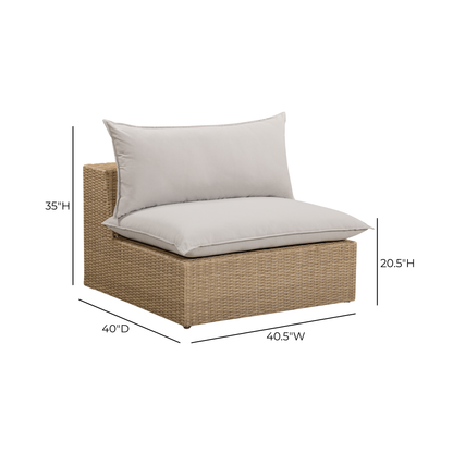 Cali Performance Fabric & Wicker Outdoor Armless Chair - REN-O12233-AC