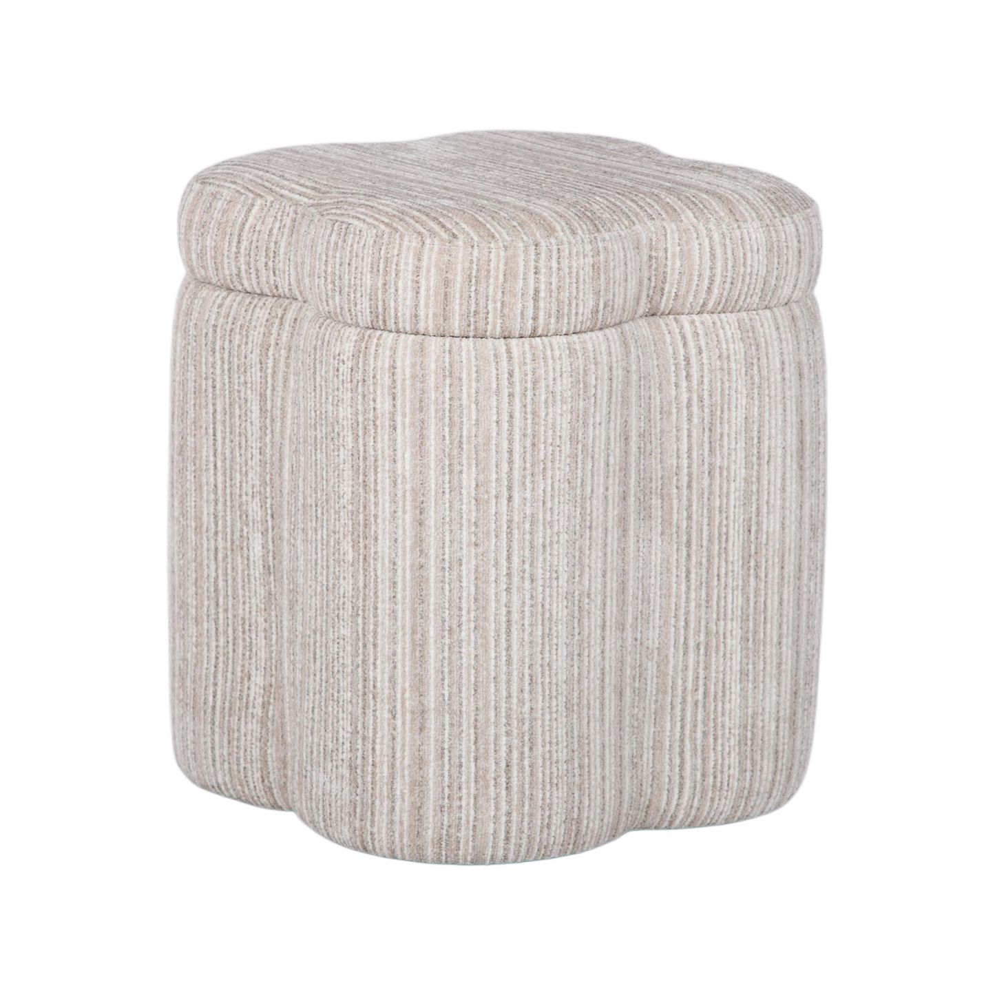 Lilou Cream Striped Jacquard Storage Accent Stool - TOV-OC69432