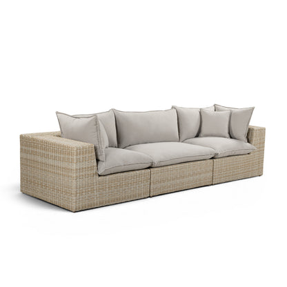 Cali Performance Fabric & Wicker Outdoor Sofa - REN-O11233