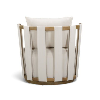 Paolo Cream Upcycled Basketweave Fabric Outdoor Accent Chair - TOV-O54860