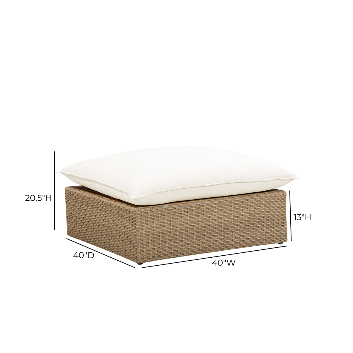 Cali Performance Fabric & Wicker Outdoor Ottoman - REN-O12164