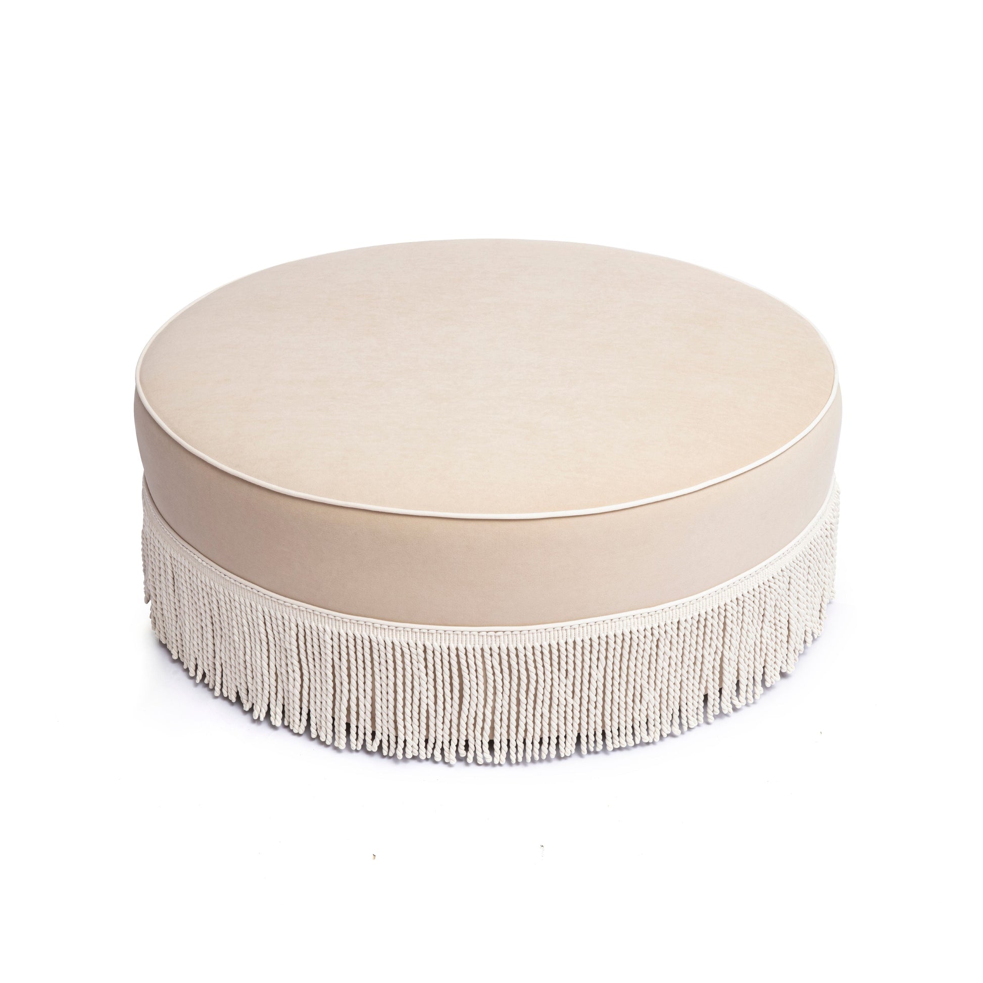 Tassy Tasseled Round Ottoman - TOV-OC69535