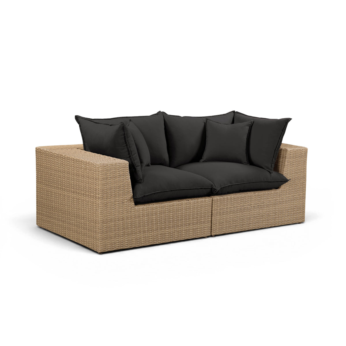 Cali Performance Fabric & Wicker Outdoor Loveseat - REN-O12242