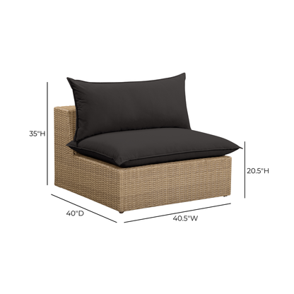 Cali Performance Fabric & Wicker Outdoor Armless Chair - REN-O12243-AC