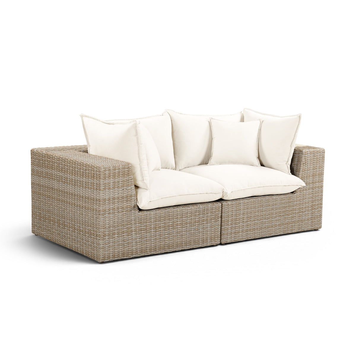 Cali Performance Fabric & Wicker Outdoor Loveseat - REN-O11162