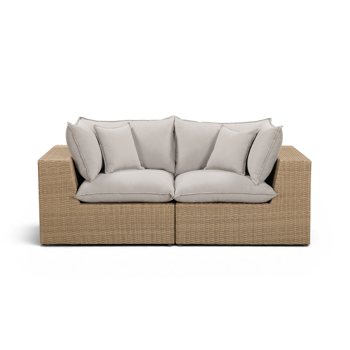 Cali Performance Fabric & Wicker Outdoor Loveseat - REN-O12232