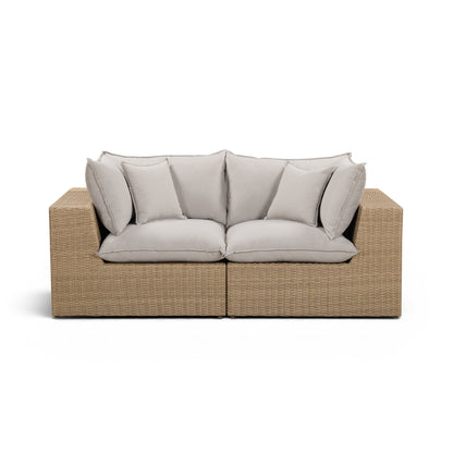 Cali Performance Fabric & Wicker Outdoor Loveseat - REN-O12232