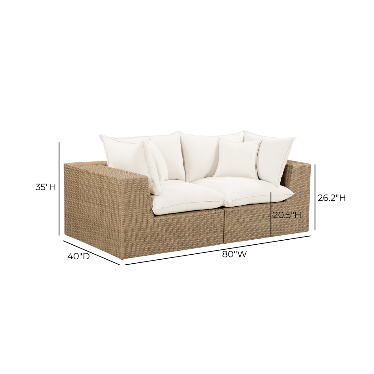 Cali Performance Fabric & Wicker Outdoor Loveseat - REN-O12162