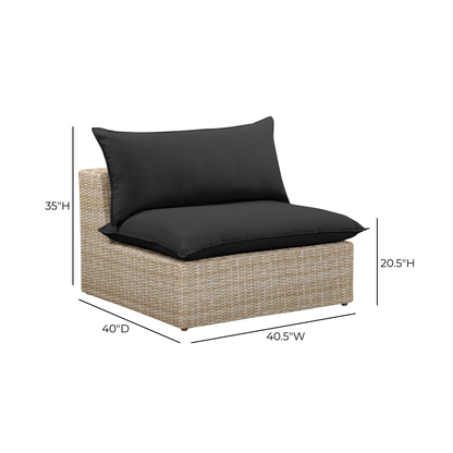 Cali Performance Fabric & Wicker Outdoor Armless Chair - REN-O11243-AC