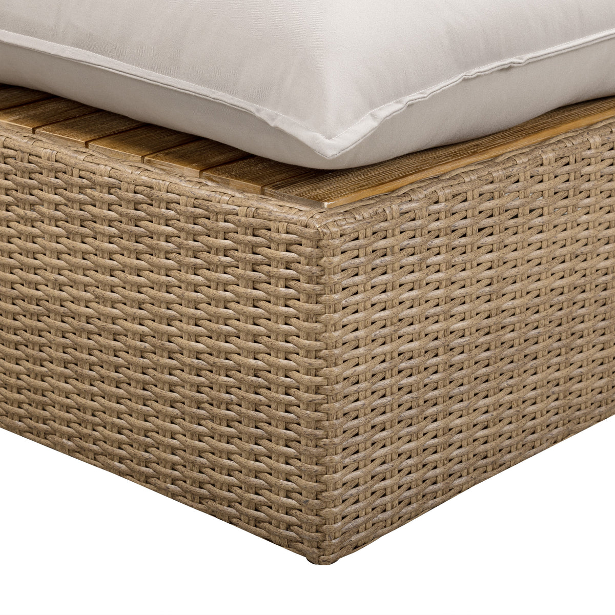 Cali Performance Fabric & Wicker Outdoor Ottoman - REN-O12234