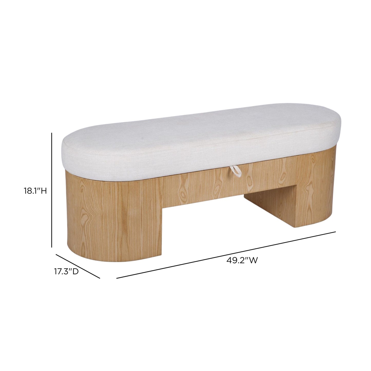 Poppi Cream Performance Fabric Storage Bench