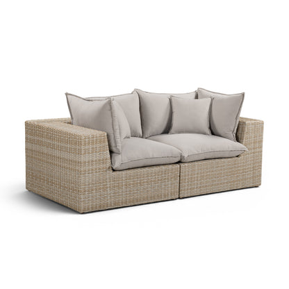 Cali Performance Fabric & Wicker Outdoor Loveseat - REN-O11232