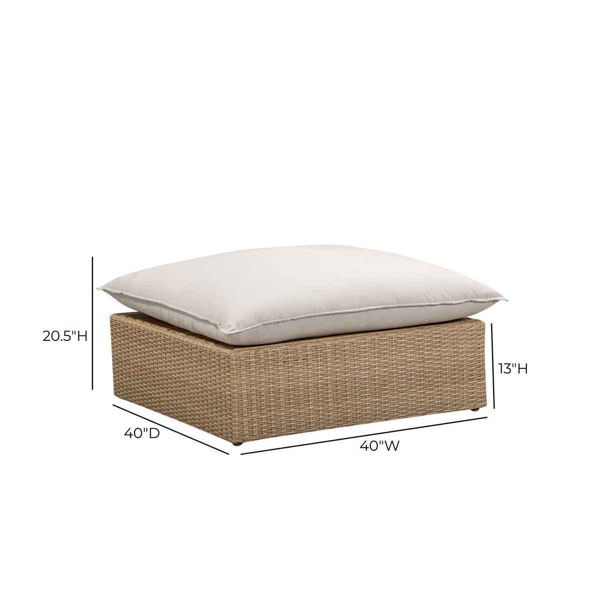 Cali Performance Fabric & Wicker Outdoor Ottoman - REN-O12234
