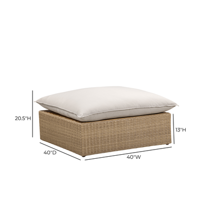 Cali Performance Fabric & Wicker Outdoor Ottoman - REN-O12234