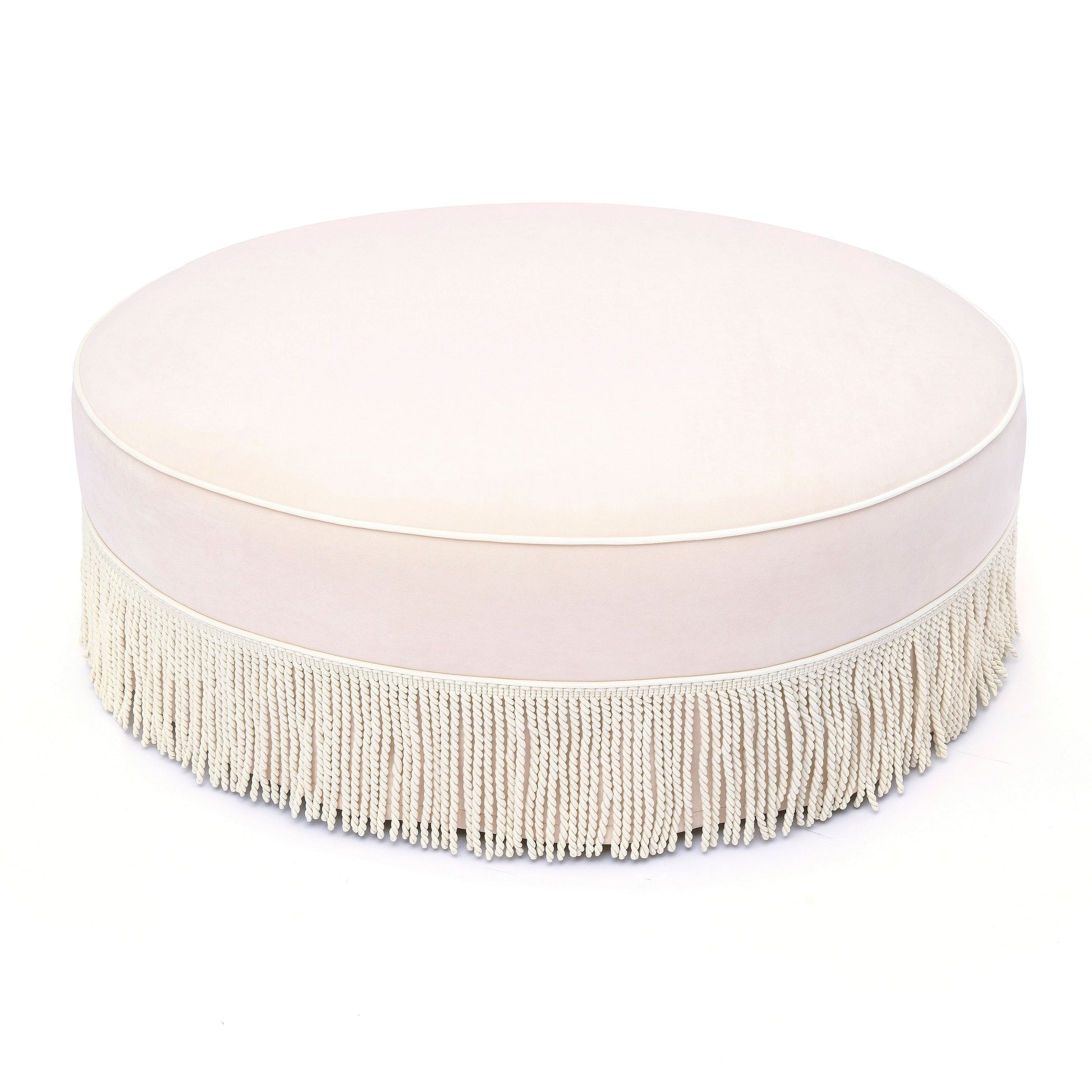 Tassy Tasseled Round Ottoman - TOV-OC69534