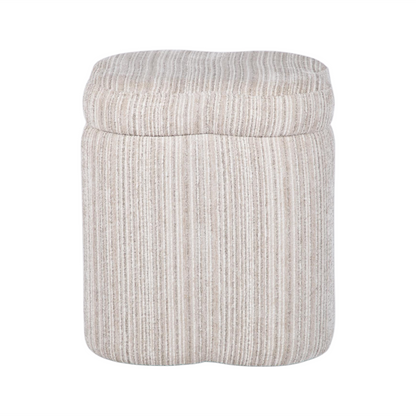 Lilou Cream Striped Jacquard Storage Accent Stool - TOV-OC69432