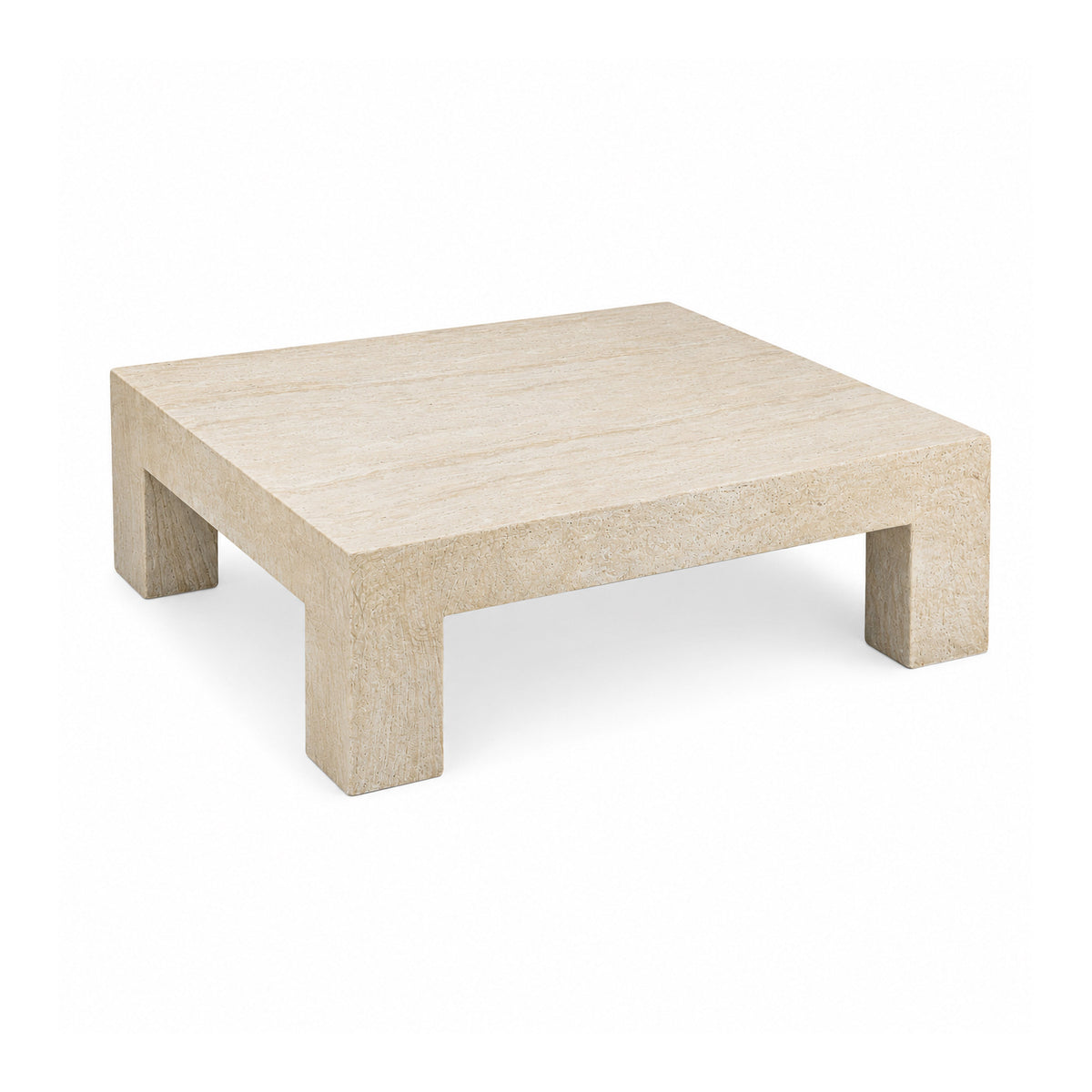 Roxanne Faux Travertine Indoor/Outdoor Concrete Coffee Table - TOV-OC54938
