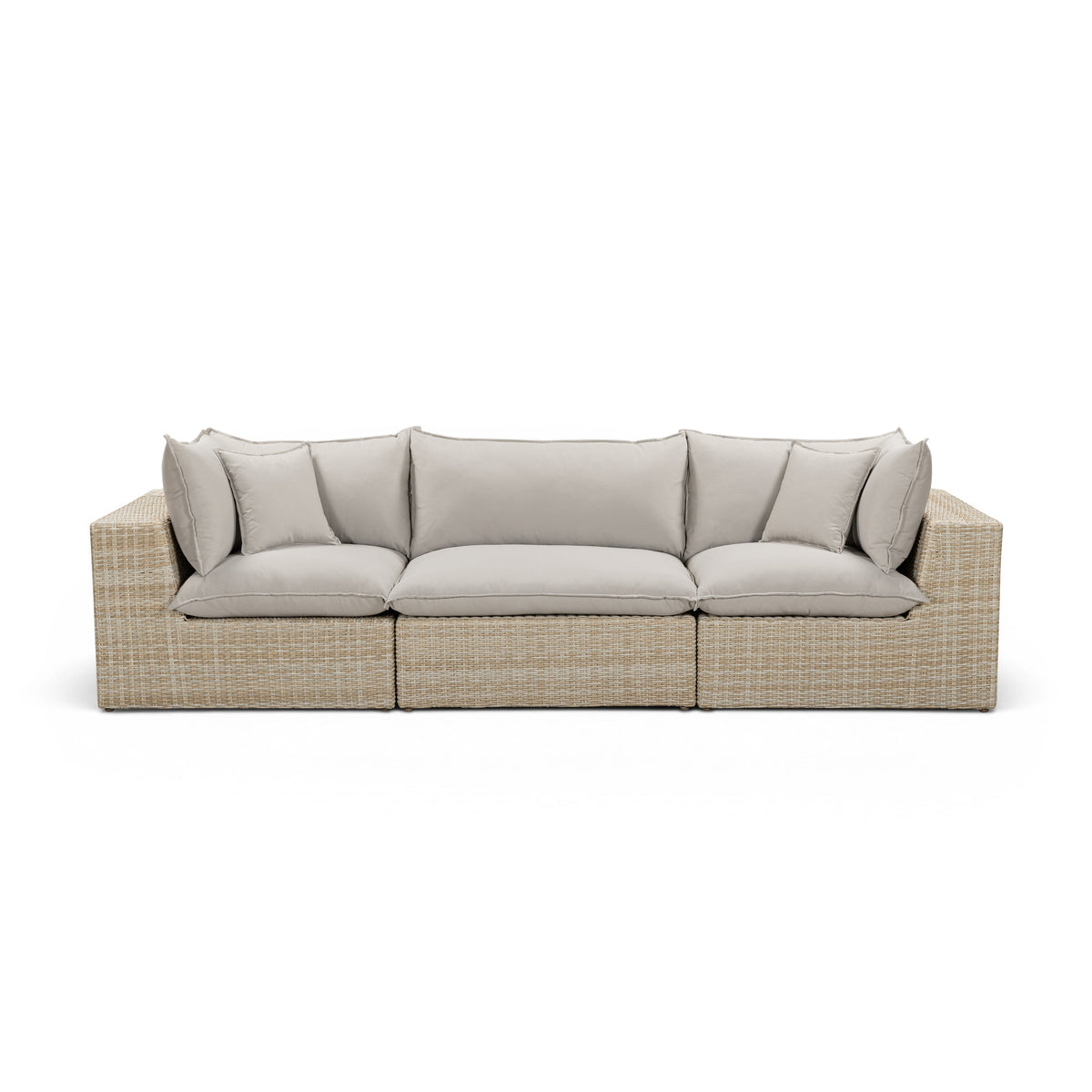 Cali Performance Fabric & Wicker Outdoor Sofa - REN-O11233