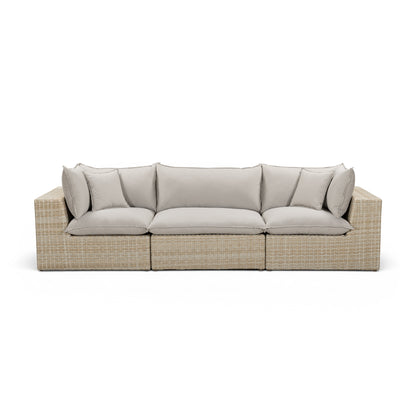 Cali Performance Fabric & Wicker Outdoor Sofa - REN-O11233