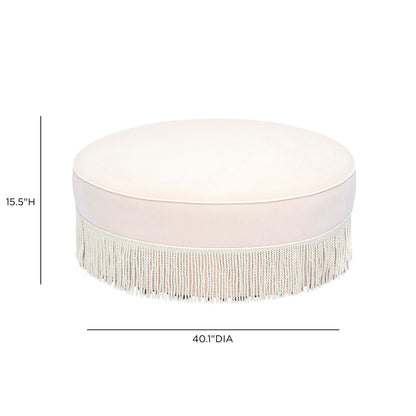 Tassy Tasseled Round Ottoman - TOV-OC69534
