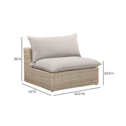 Cali Performance Fabric & Wicker Outdoor Armless Chair - REN-O11233-AC
