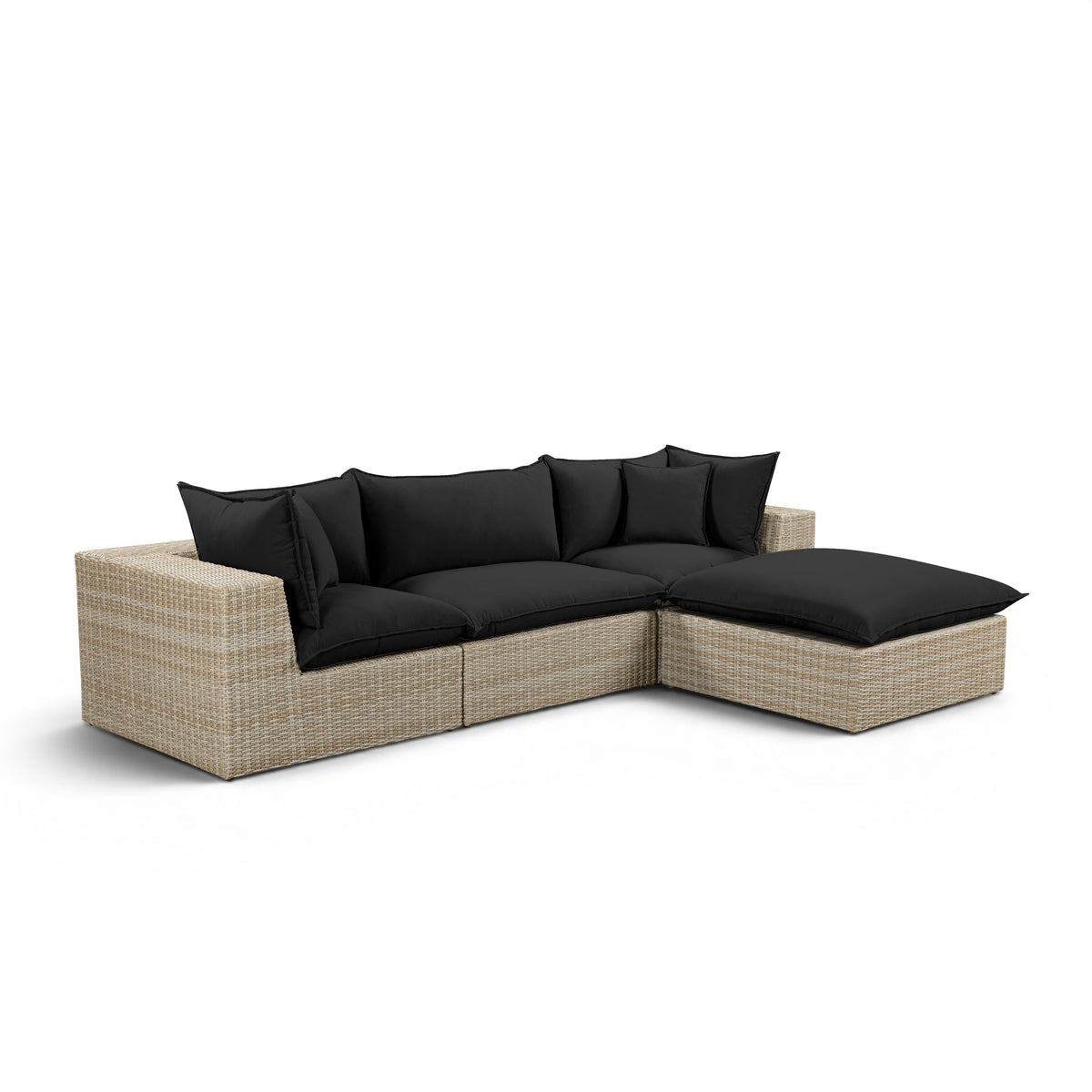 Cali 4-Piece Performance Fabric & Wicker Outdoor Sectional - REN-O11243-SEC