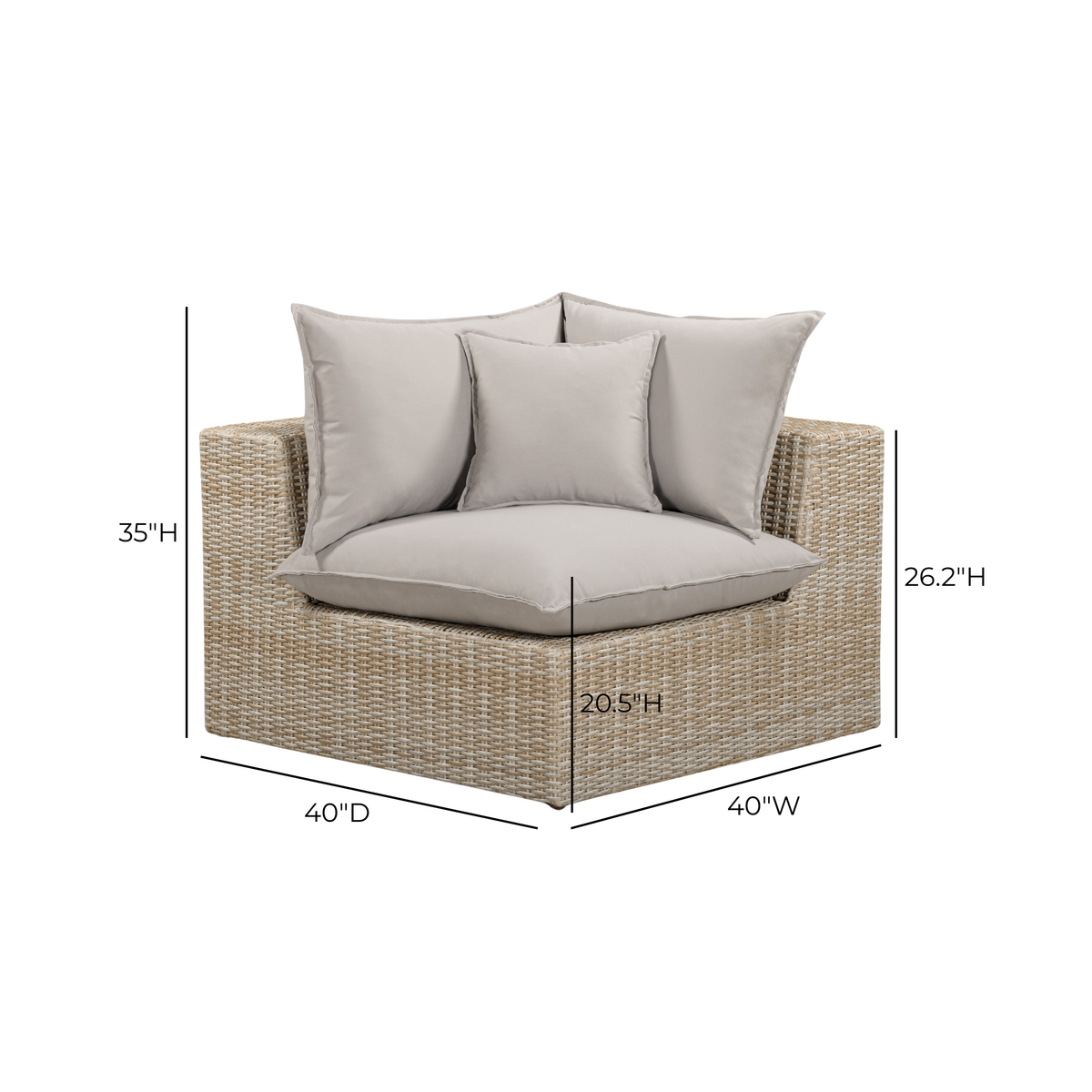 Cali Performance Fabric & Wicker Outdoor Corner Chair - REN-O11233-C