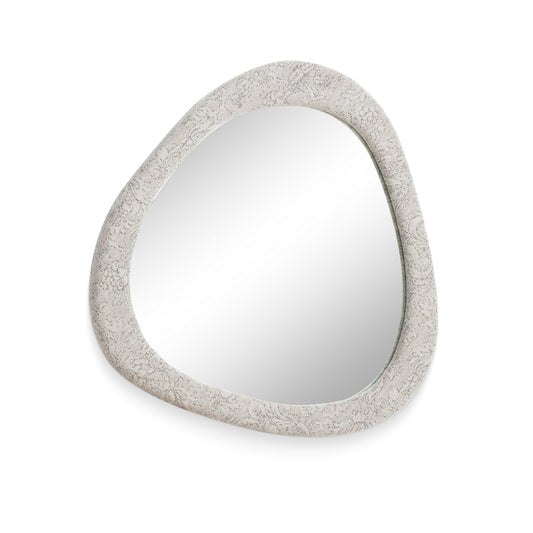 Klaryss 32"X25" Neutral Floral Jacquard Wall Mirror - TOV-C69458