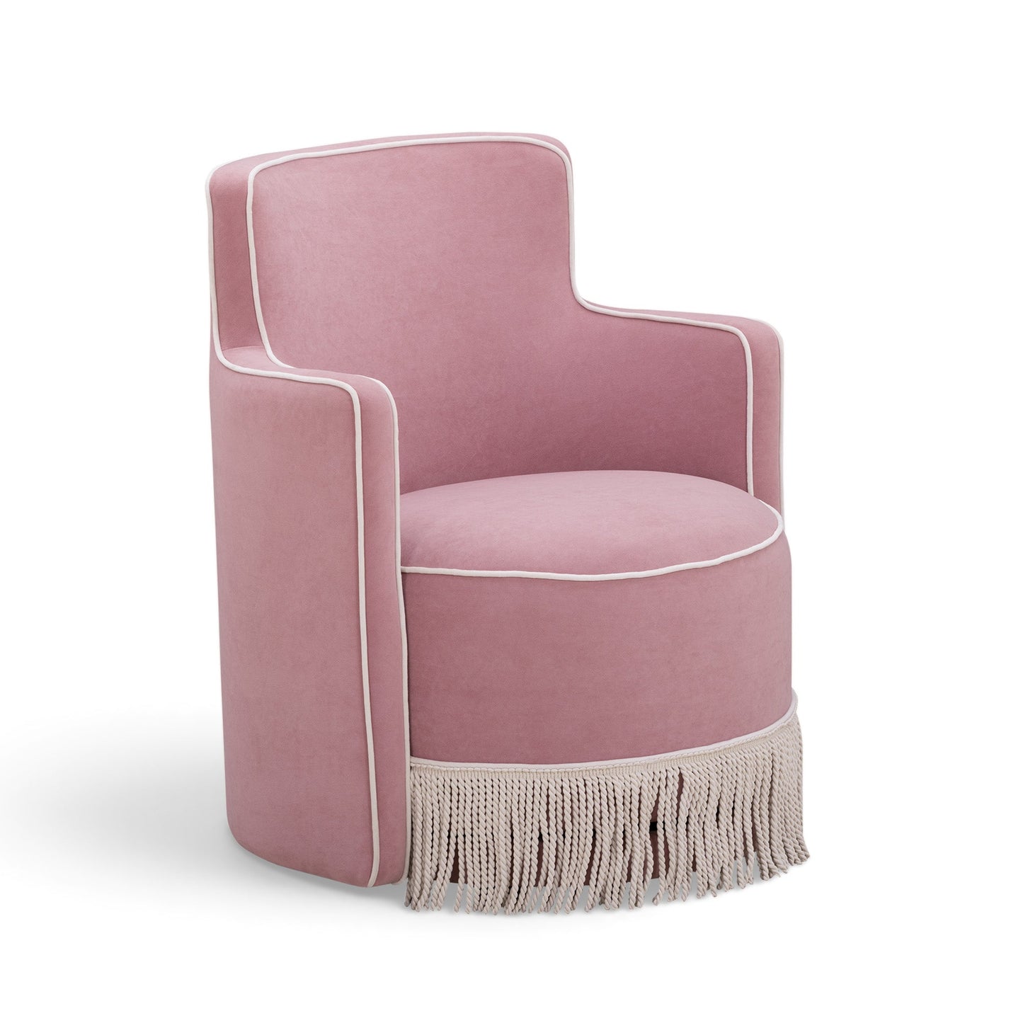 Passe Tasseled Velvet Swivel Accent Chair - Pink