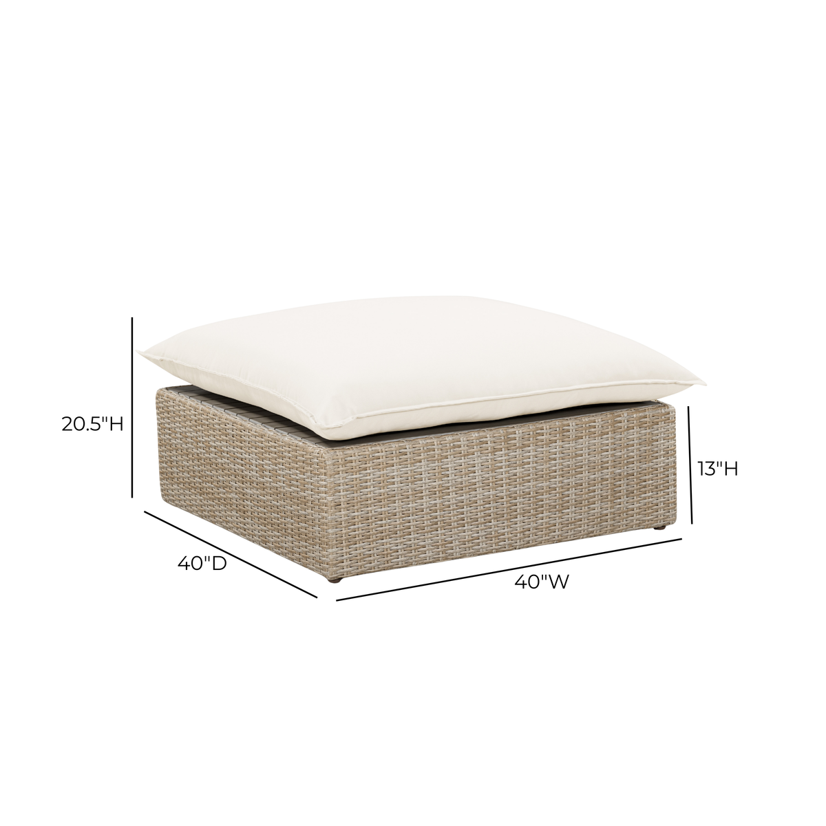 Cali Performance Fabric & Wicker Outdoor Ottoman - REN-O11164-Ottoman