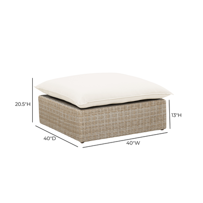Cali Performance Fabric & Wicker Outdoor Ottoman - REN-O11164-Ottoman