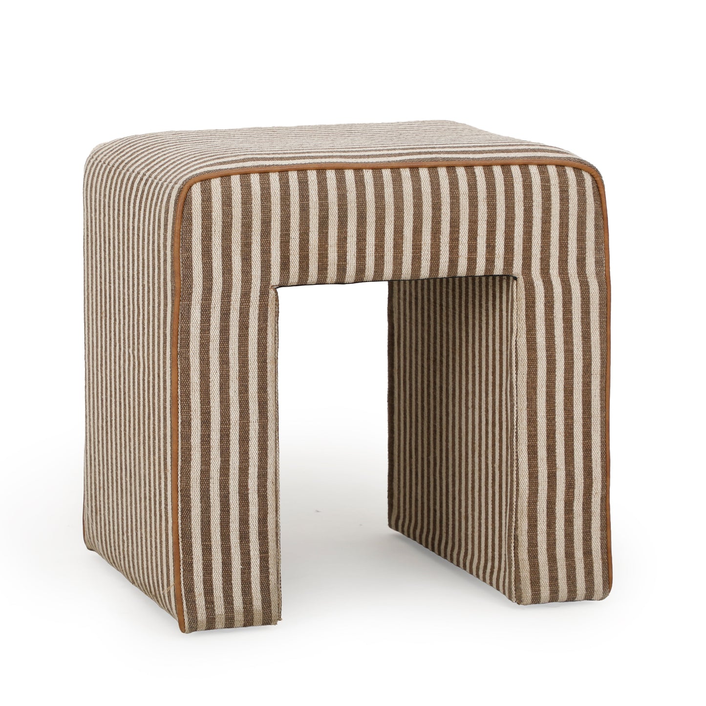 Byron Square Cotton Jute Ottoman - Brown