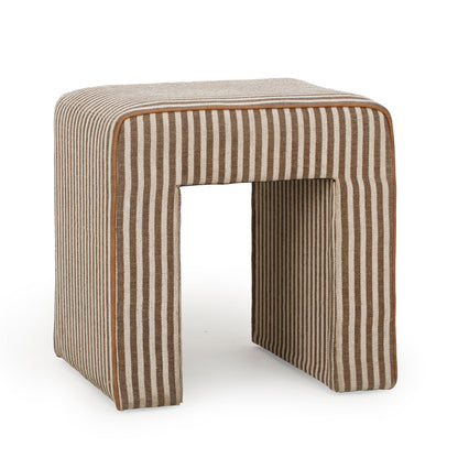 Byron Square Cotton Jute Ottoman - Brown