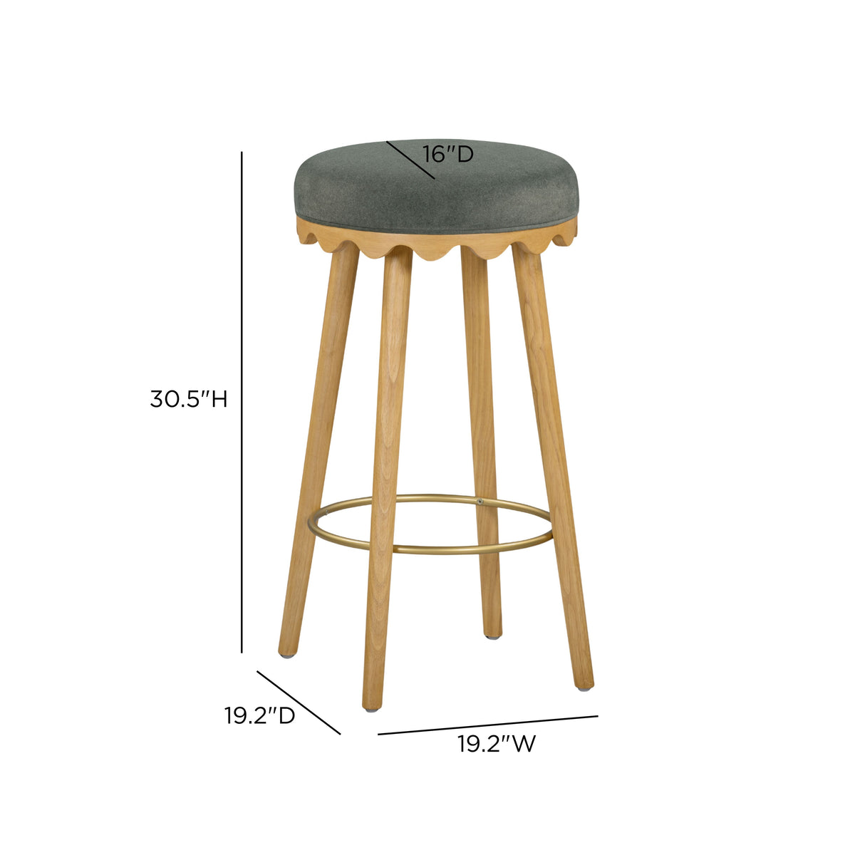 Oodle Performance Vegan Mohair Bar and Counter Stool - TOV-D54965