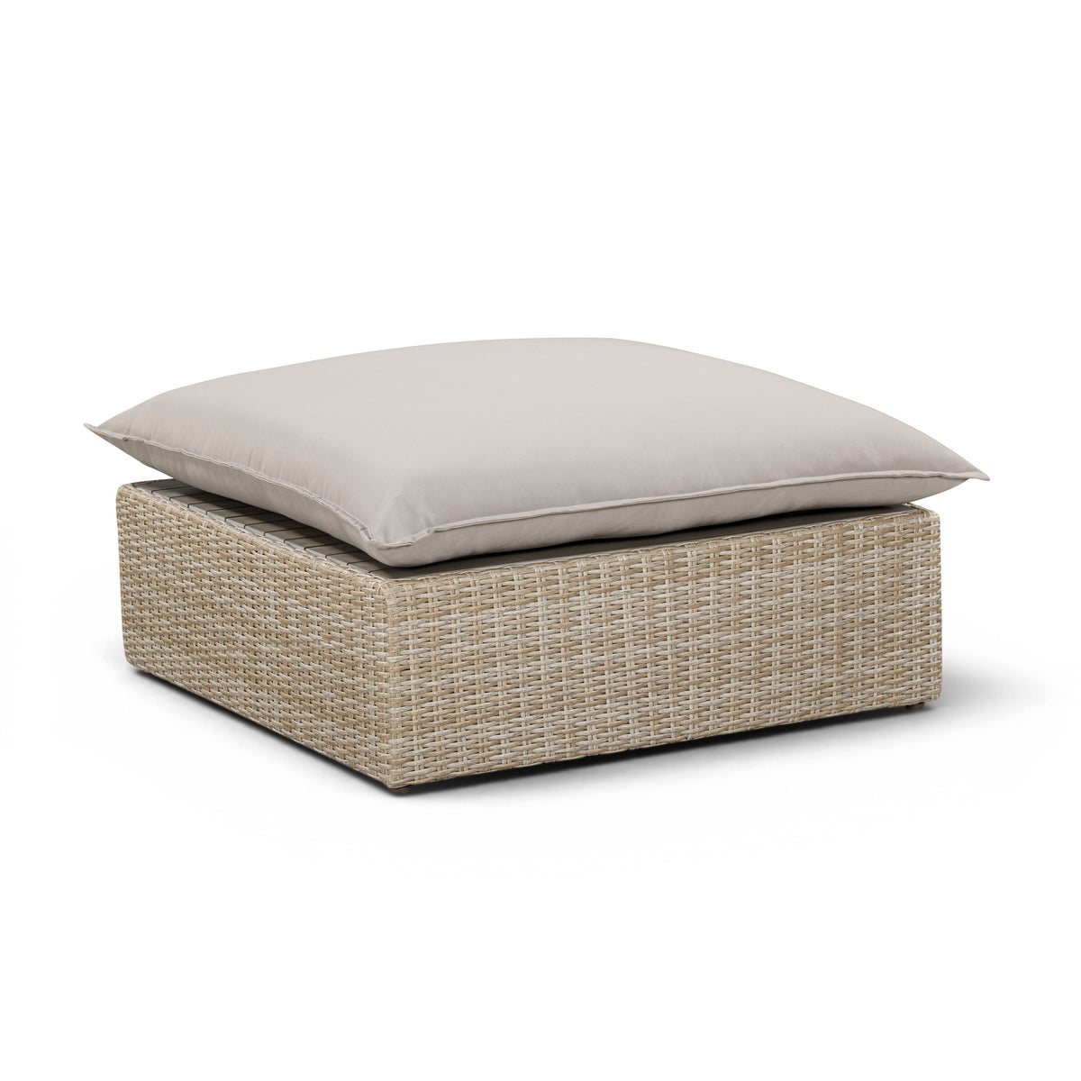 Cali Performance Fabric & Wicker Outdoor Ottoman - REN-O11234