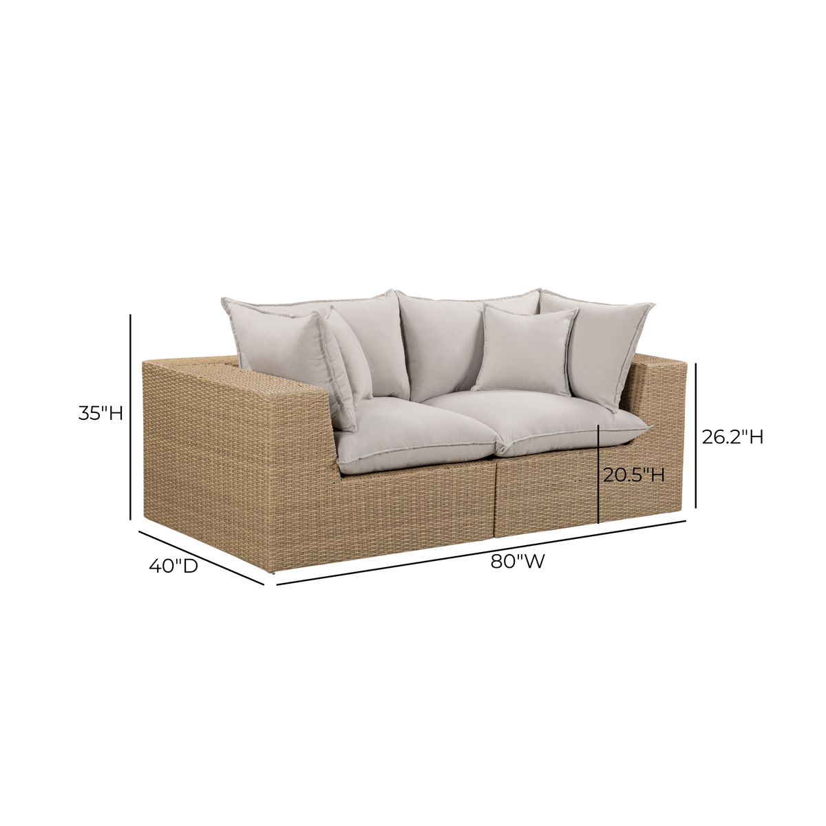 Cali Performance Fabric & Wicker Outdoor Loveseat - REN-O12232