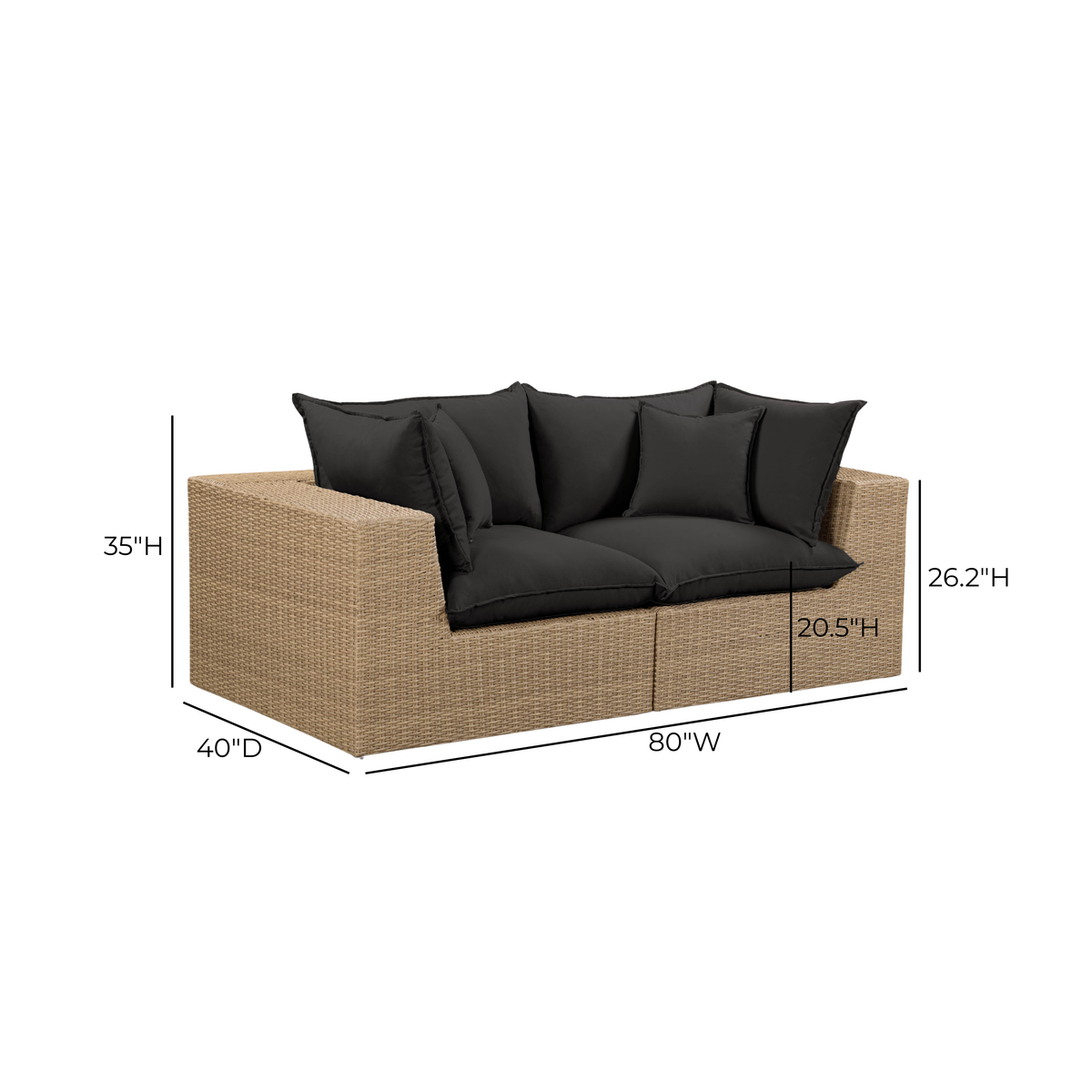 Cali Performance Fabric & Wicker Outdoor Loveseat - REN-O12242