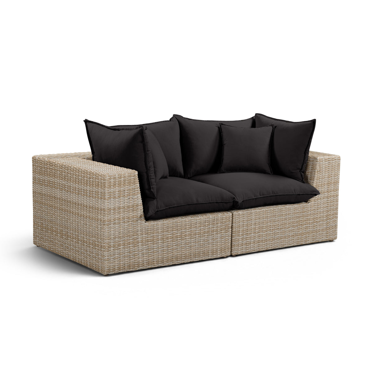 Cali Performance Fabric & Wicker Outdoor Loveseat - REN-O11242