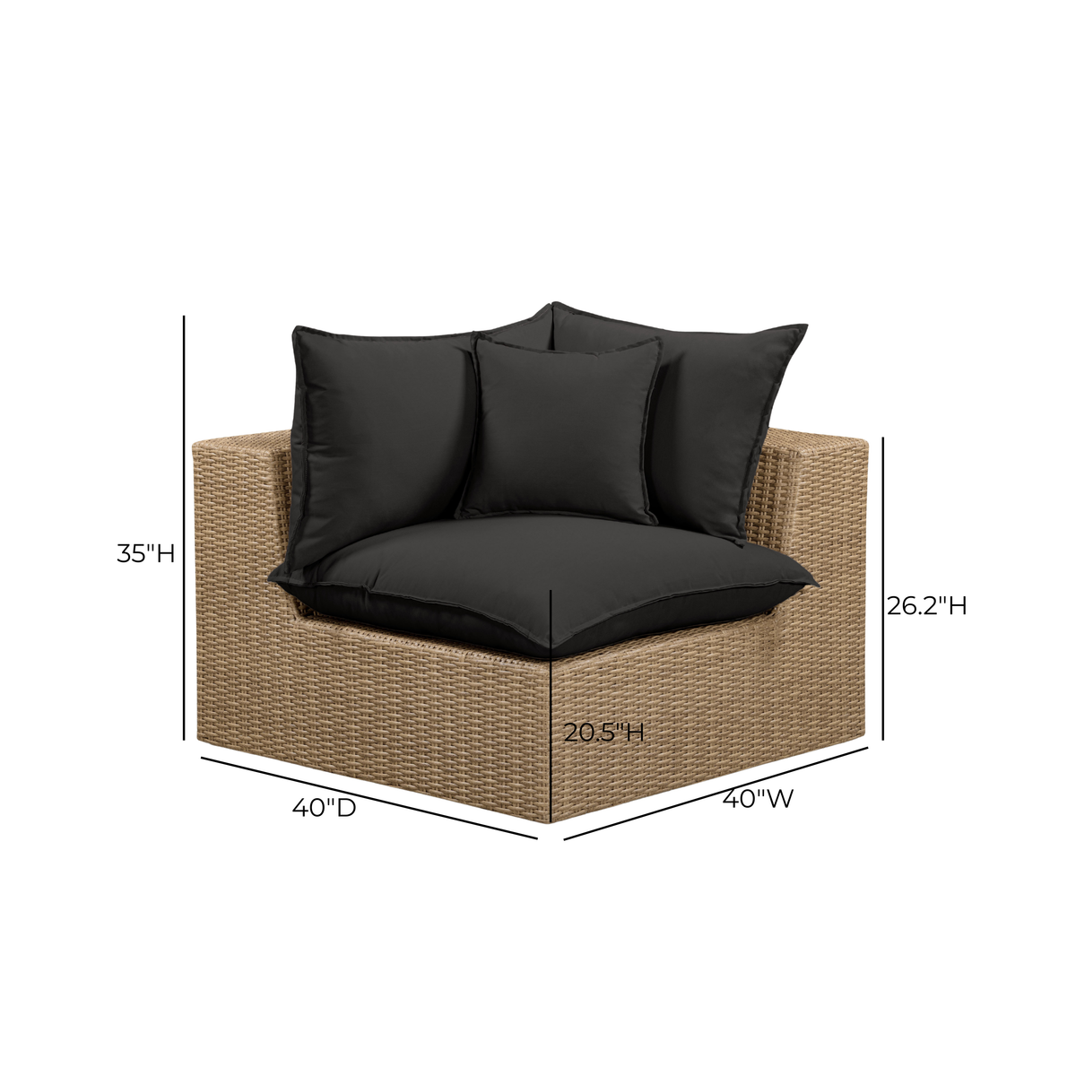 Cali Performance Fabric & Wicker Outdoor Corner Chair - REN-O12243-C