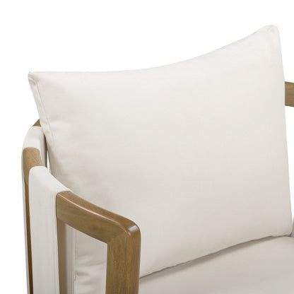 Paolo Cream Upcycled Basketweave Fabric Outdoor Accent Chair - TOV-O54860