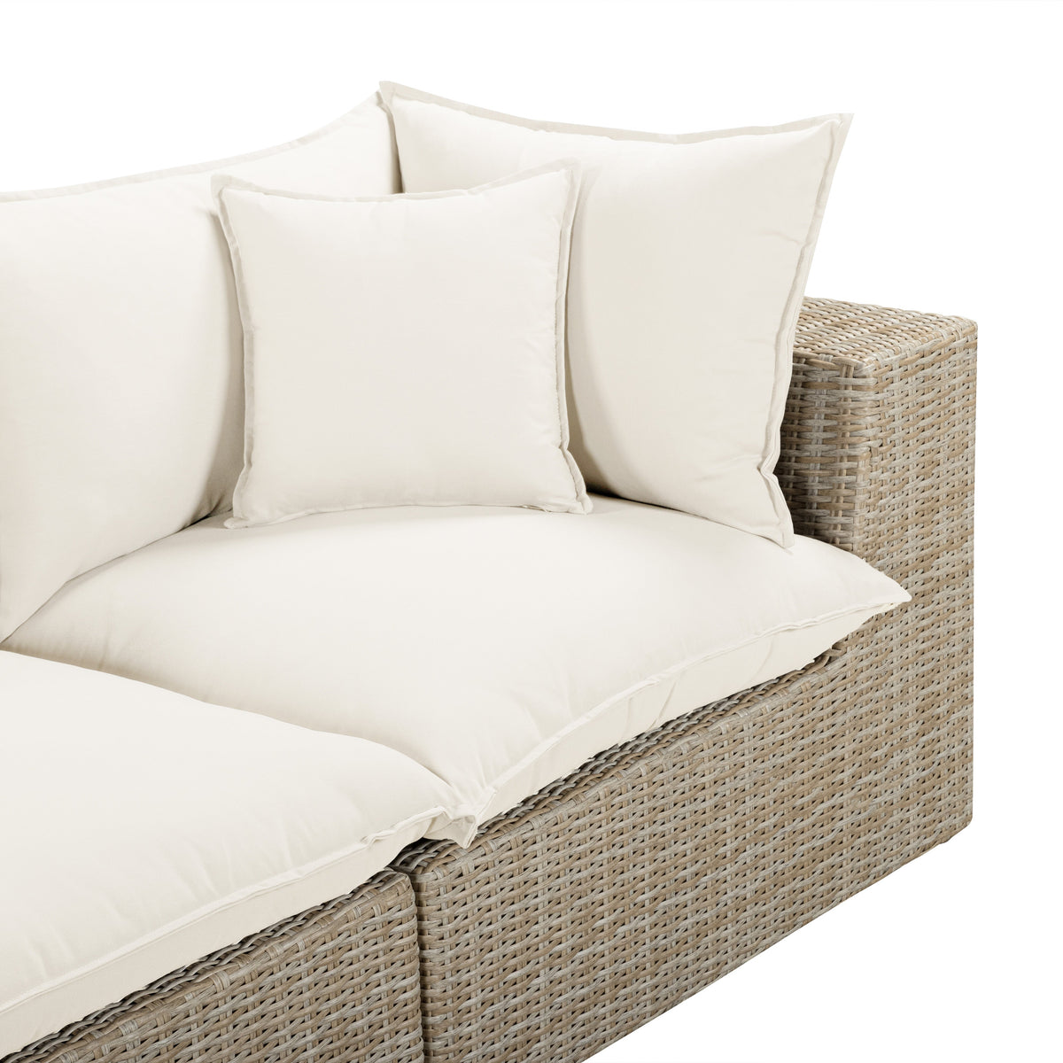 Cali Performance Fabric & Wicker Outdoor Loveseat - REN-O11162