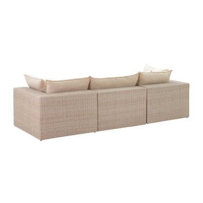 Cali Performance Fabric & Wicker Outdoor Sofa - REN-O11163