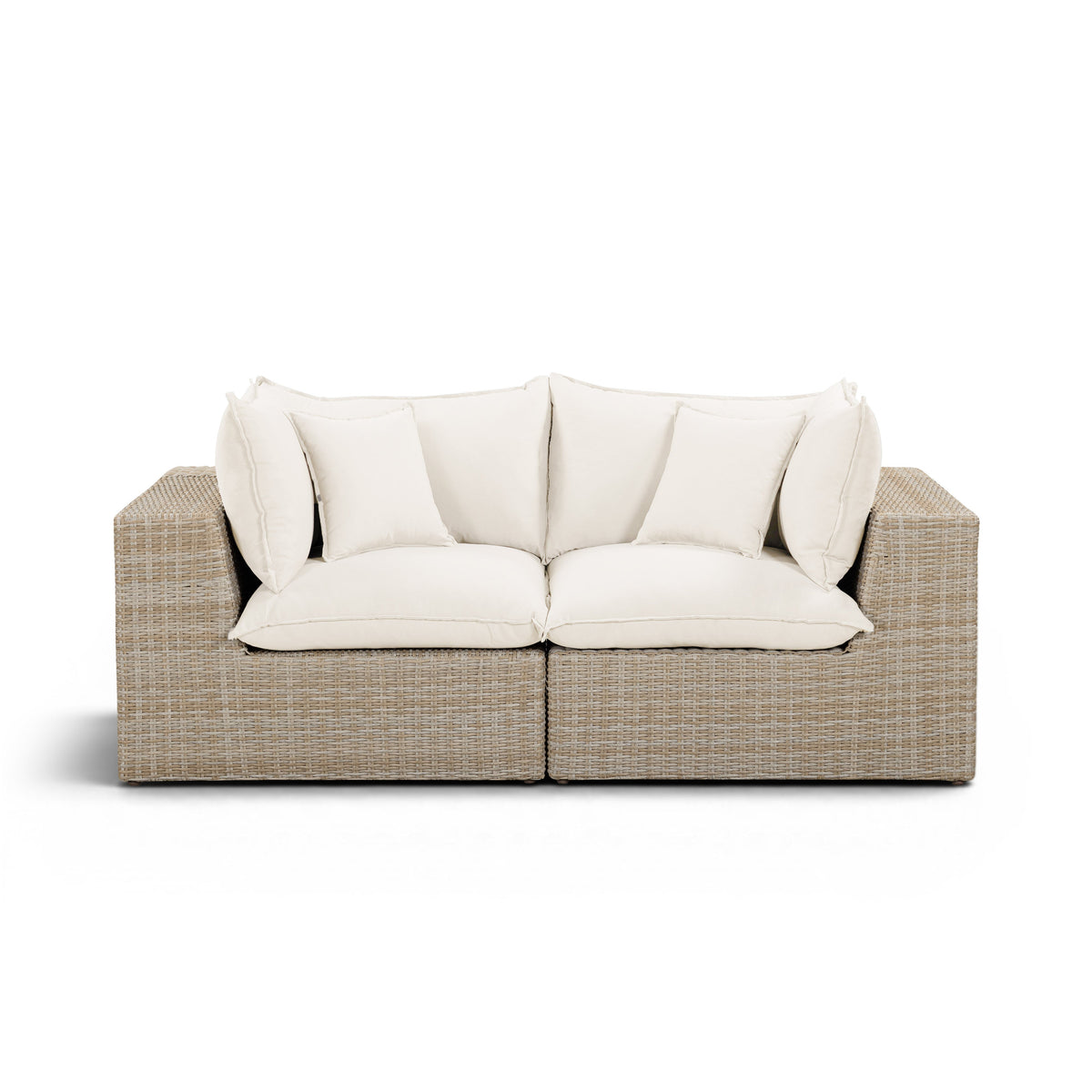 Cali Performance Fabric & Wicker Outdoor Loveseat - REN-O11162