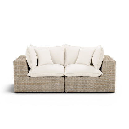 Cali Performance Fabric & Wicker Outdoor Loveseat - REN-O11162
